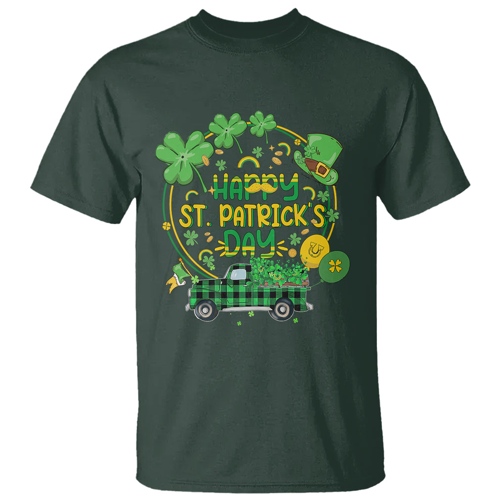 Happy St.Patrick's Day T Shirt Patty's Day Truck Loads of Shamrocks and Lucky Charm TS02 Dark Forest Green Printyourwear
