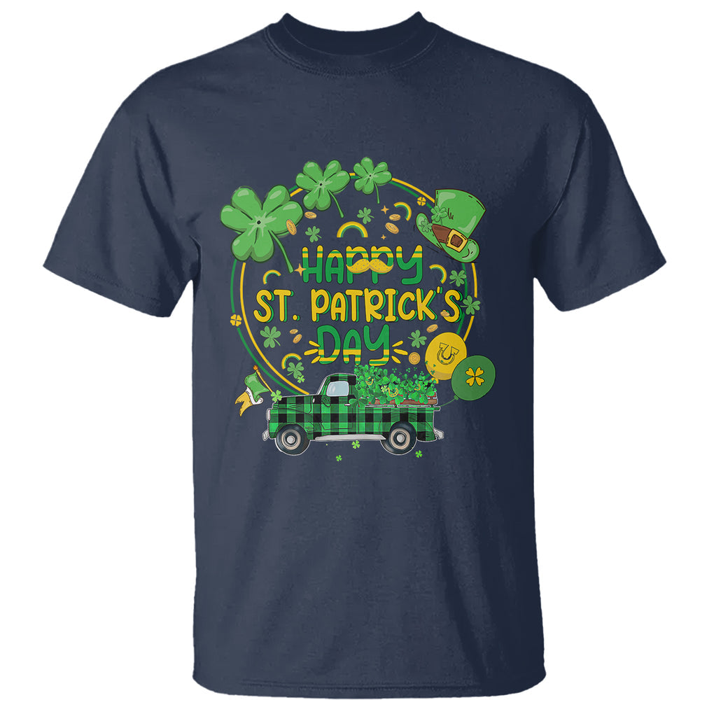 Happy St.Patrick's Day T Shirt Patty's Day Truck Loads of Shamrocks and Lucky Charm TS02 Navy Printyourwear