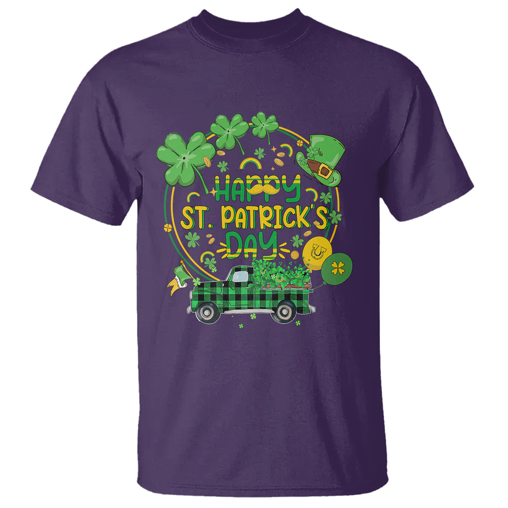 Happy St.Patrick's Day T Shirt Patty's Day Truck Loads of Shamrocks and Lucky Charm TS02 Purple Printyourwear
