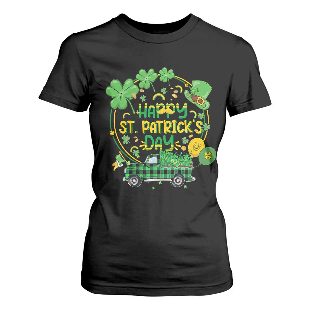 Happy StPatricks Day T Shirt For Women Patty's Day Truck Loads of Shamrocks and Lucky Charm TS02 Black Print Your Wear
