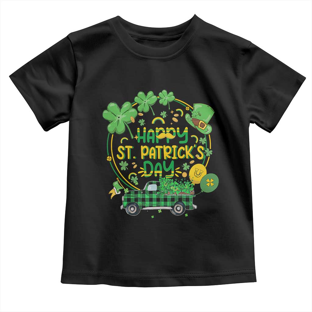 Happy StPatricks Day Toddler T Shirt Patty's Day Truck Loads of Shamrocks and Lucky Charm TS02 Black Print Your Wear
