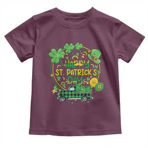 Happy StPatricks Day Toddler T Shirt Patty's Day Truck Loads of Shamrocks and Lucky Charm TS02 Maroon Print Your Wear