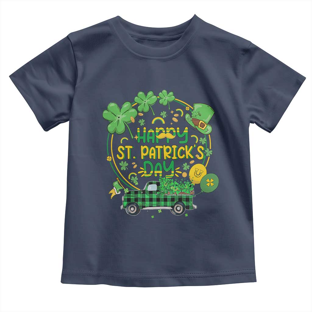 Happy StPatricks Day Toddler T Shirt Patty's Day Truck Loads of Shamrocks and Lucky Charm TS02 Navy Print Your Wear