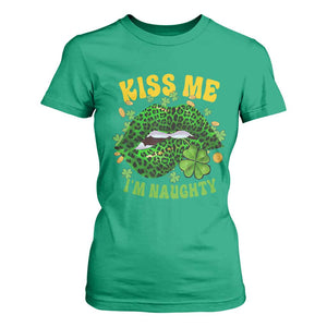 Funny St Patricks Day T Shirt For Women Kiss Me I'm Naughty Irish Women Leopard Biting Lips TS02 Irish Green Print Your Wear