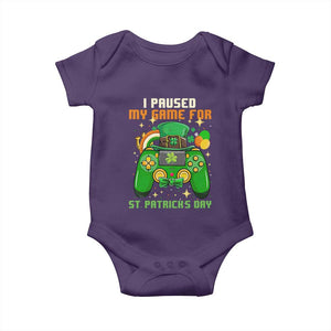 Funny Gamer I Paused My Game For St Patricks Day Baby Onesie Gaming Video Game Lover TS02 Purple Print Your Wear