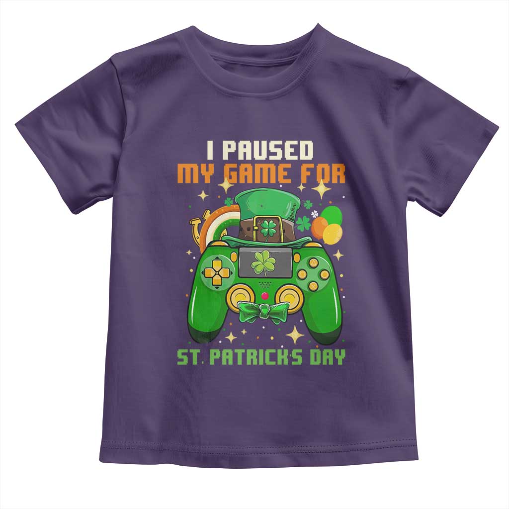 Funny Gamer I Paused My Game For St Patricks Day Toddler T Shirt Gaming Video Game Lover TS02 Purple Print Your Wear