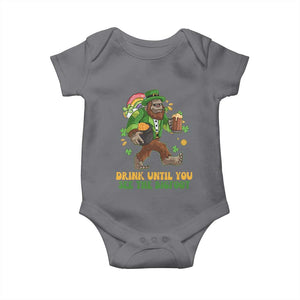 Funny St Patricks Sasquatch Baby Onesie Drink Until You See The Bigfoot Drinking Squad TS02 Charcoal Print Your Wear