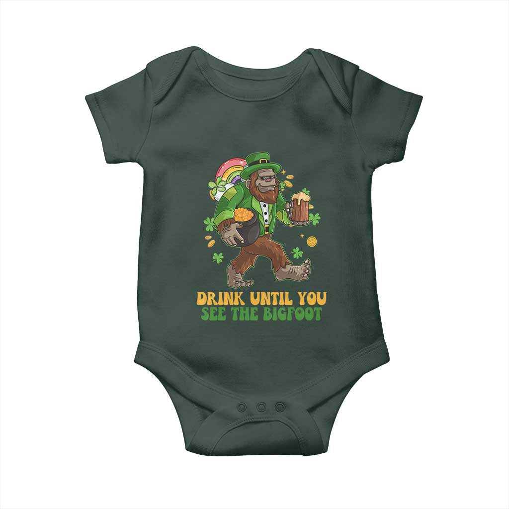 Funny St Patricks Sasquatch Baby Onesie Drink Until You See The Bigfoot Drinking Squad TS02 Print Your Wear