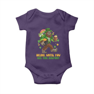Funny St Patricks Sasquatch Baby Onesie Drink Until You See The Bigfoot Drinking Squad TS02 Purple Print Your Wear