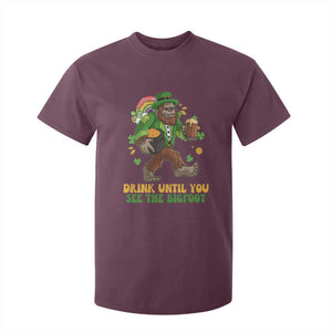 Funny St Patricks Sasquatch T Shirt For Kid Drink Until You See The Bigfoot Drinking Squad TS02 Maroon Print Your Wear