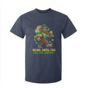 Funny St Patricks Sasquatch T Shirt For Kid Drink Until You See The Bigfoot Drinking Squad TS02 Navy Print Your Wear