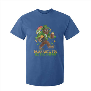 Funny St Patricks Sasquatch T Shirt For Kid Drink Until You See The Bigfoot Drinking Squad TS02 Royal Blue Print Your Wear