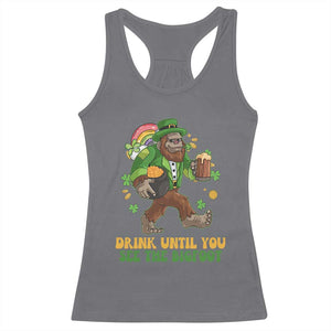 Funny St Patricks Sasquatch Racerback Tank Top Drink Until You See The Bigfoot Drinking Squad TS02 Charcoal Print Your Wear