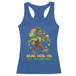 Funny St Patricks Sasquatch Racerback Tank Top Drink Until You See The Bigfoot Drinking Squad TS02 Royal Blue Print Your Wear