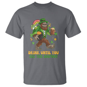 Funny St. Patricks Sasquatch T Shirt Drink Until You See The Bigfoot Drinking Squad TS02 Charcoal Printyourwear