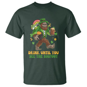 Funny St. Patricks Sasquatch T Shirt Drink Until You See The Bigfoot Drinking Squad TS02 Dark Forest Green Printyourwear