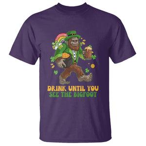 Funny St. Patricks Sasquatch T Shirt Drink Until You See The Bigfoot Drinking Squad TS02 Purple Printyourwear