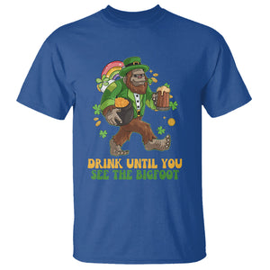 Funny St. Patricks Sasquatch T Shirt Drink Until You See The Bigfoot Drinking Squad TS02 Royal Blue Printyourwear