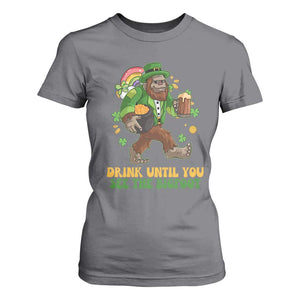 Funny St Patricks Sasquatch T Shirt For Women Drink Until You See The Bigfoot Drinking Squad TS02 Charcoal Print Your Wear