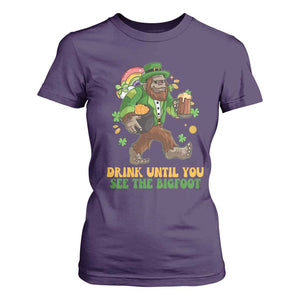 Funny St Patricks Sasquatch T Shirt For Women Drink Until You See The Bigfoot Drinking Squad TS02 Purple Print Your Wear
