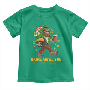 Funny St Patricks Sasquatch Toddler T Shirt Drink Until You See The Bigfoot Drinking Squad TS02 Irish Green Print Your Wear