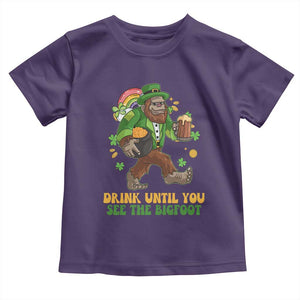 Funny St Patricks Sasquatch Toddler T Shirt Drink Until You See The Bigfoot Drinking Squad TS02 Purple Print Your Wear