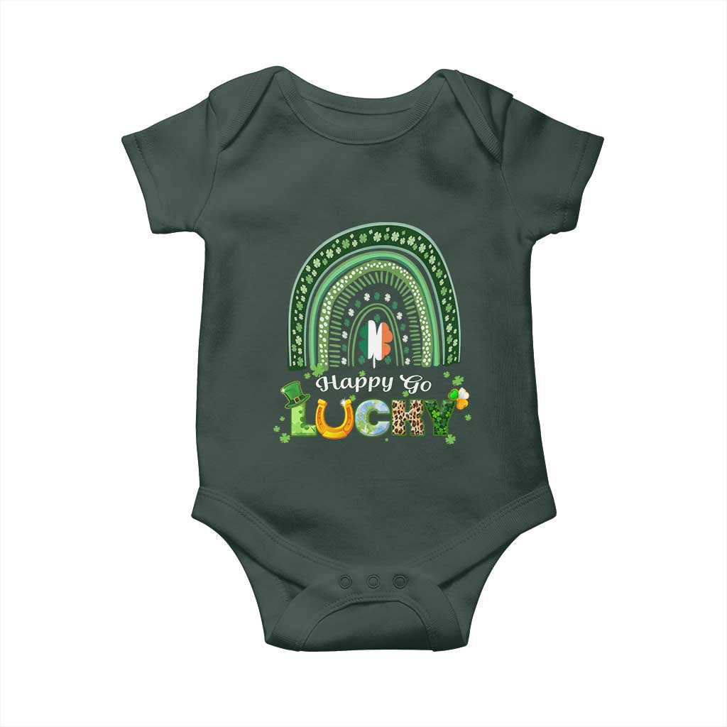 Funny St Patricks Day Baby Onesie Happy Go Lucky Shamrock Rainbow TS02 Print Your Wear