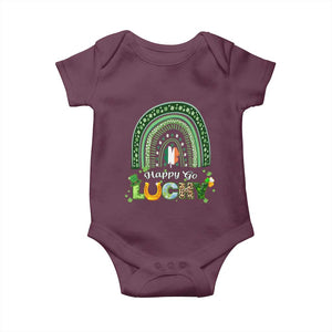 Funny St Patricks Day Baby Onesie Happy Go Lucky Shamrock Rainbow TS02 Maroon Print Your Wear