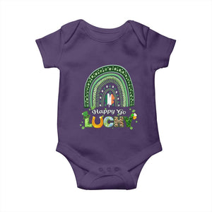 Funny St Patricks Day Baby Onesie Happy Go Lucky Shamrock Rainbow TS02 Purple Print Your Wear