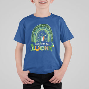 Funny St. Patricks Day T Shirt For Kid Happy Go Lucky Shamrock Rainbow TS02 Royal Blue Printyourwear