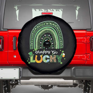Funny St Patricks Day Spare Tire Cover Happy Go Lucky Shamrock Rainbow TS02 Black Print Your Wear