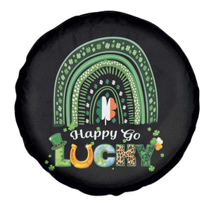 Funny St Patricks Day Spare Tire Cover Happy Go Lucky Shamrock Rainbow TS02 Print Your Wear