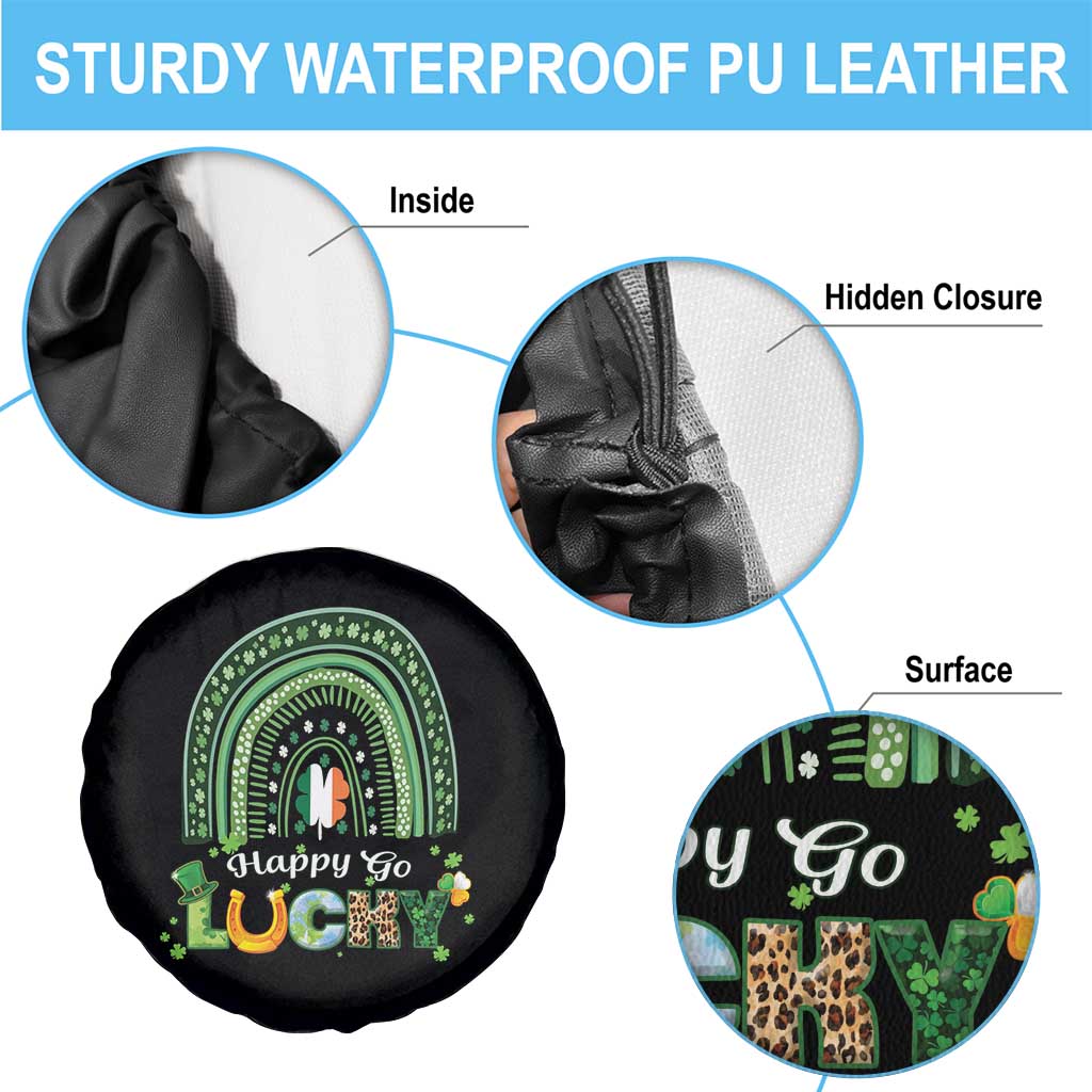 Funny St Patricks Day Spare Tire Cover Happy Go Lucky Shamrock Rainbow TS02 Print Your Wear