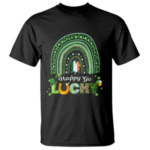 Funny St. Patricks Day T Shirt Happy Go Lucky Shamrock Rainbow TS02 Black Printyourwear