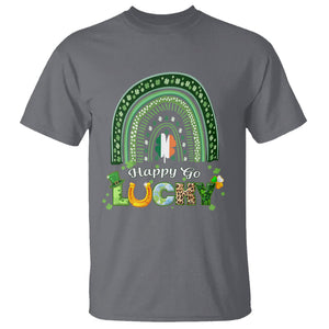 Funny St. Patricks Day T Shirt Happy Go Lucky Shamrock Rainbow TS02 Charcoal Printyourwear