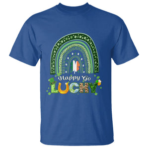 Funny St. Patricks Day T Shirt Happy Go Lucky Shamrock Rainbow TS02 Royal Blue Printyourwear
