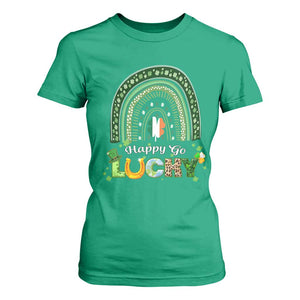Funny St Patricks Day T Shirt For Women Happy Go Lucky Shamrock Rainbow TS02 Irish Green Print Your Wear