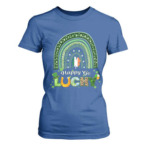 Funny St Patricks Day T Shirt For Women Happy Go Lucky Shamrock Rainbow TS02 Royal Blue Print Your Wear