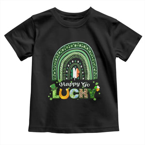 Funny St Patricks Day Toddler T Shirt Happy Go Lucky Shamrock Rainbow TS02 Black Print Your Wear