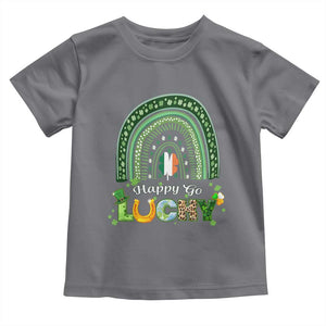 Funny St Patricks Day Toddler T Shirt Happy Go Lucky Shamrock Rainbow TS02 Charcoal Print Your Wear