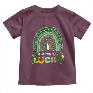 Funny St Patricks Day Toddler T Shirt Happy Go Lucky Shamrock Rainbow TS02 Maroon Print Your Wear