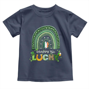 Funny St Patricks Day Toddler T Shirt Happy Go Lucky Shamrock Rainbow TS02 Navy Print Your Wear