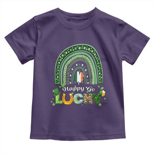 Funny St Patricks Day Toddler T Shirt Happy Go Lucky Shamrock Rainbow TS02 Purple Print Your Wear