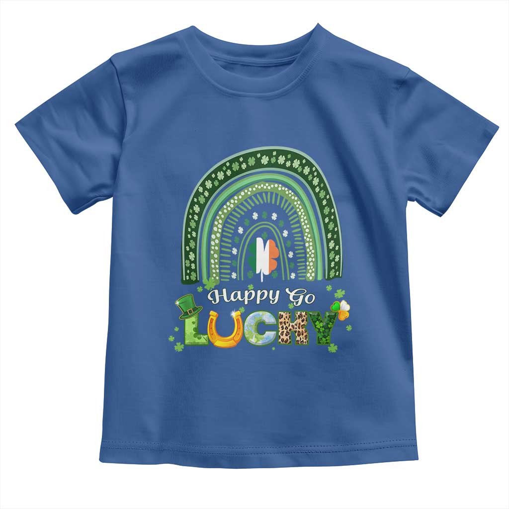 Funny St Patricks Day Toddler T Shirt Happy Go Lucky Shamrock Rainbow TS02 Royal Blue Print Your Wear