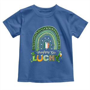 Funny St Patricks Day Toddler T Shirt Happy Go Lucky Shamrock Rainbow TS02 Royal Blue Print Your Wear