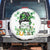 Funny St Patricks Day Women Spare Tire Cover Happy Go Lucky Messy Bun with Shamrocks TS02 No hole White Print Your Wear