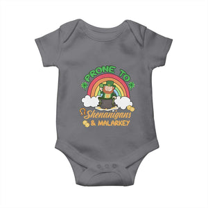 Funny St Patricks Day Baby Onesie Prone To Shenanigans and Malarkey Cute Leprechaun Rainbow TS02 Charcoal Print Your Wear
