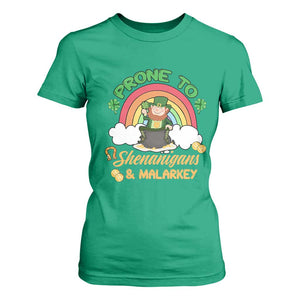 Funny St Patricks Day T Shirt For Women Prone To Shenanigans and Malarkey Cute Leprechaun Rainbow TS02 Irish Green Print Your Wear