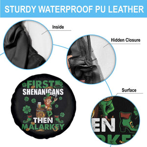 Funny St Patricks Day Spare Tire Cover First Shenanigans Then Malarkey Drinking Leprechaun TS02 Print Your Wear