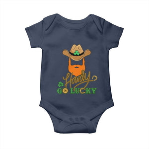Funny St Patricks Cowboy Baby Onesie Howdy Go Lucky Irish Western TS02 Navy Print Your Wear
